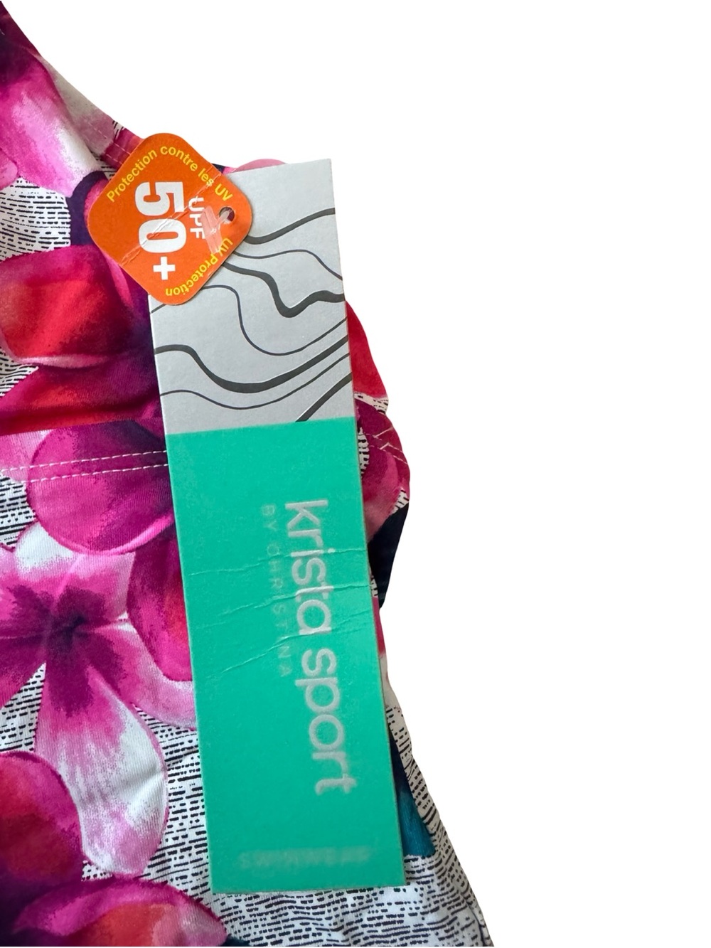 Krista Sport Tankini Top Pink Floral UPF 50+ Cross Back Built-In Bra NWT - Picture 5 of 16